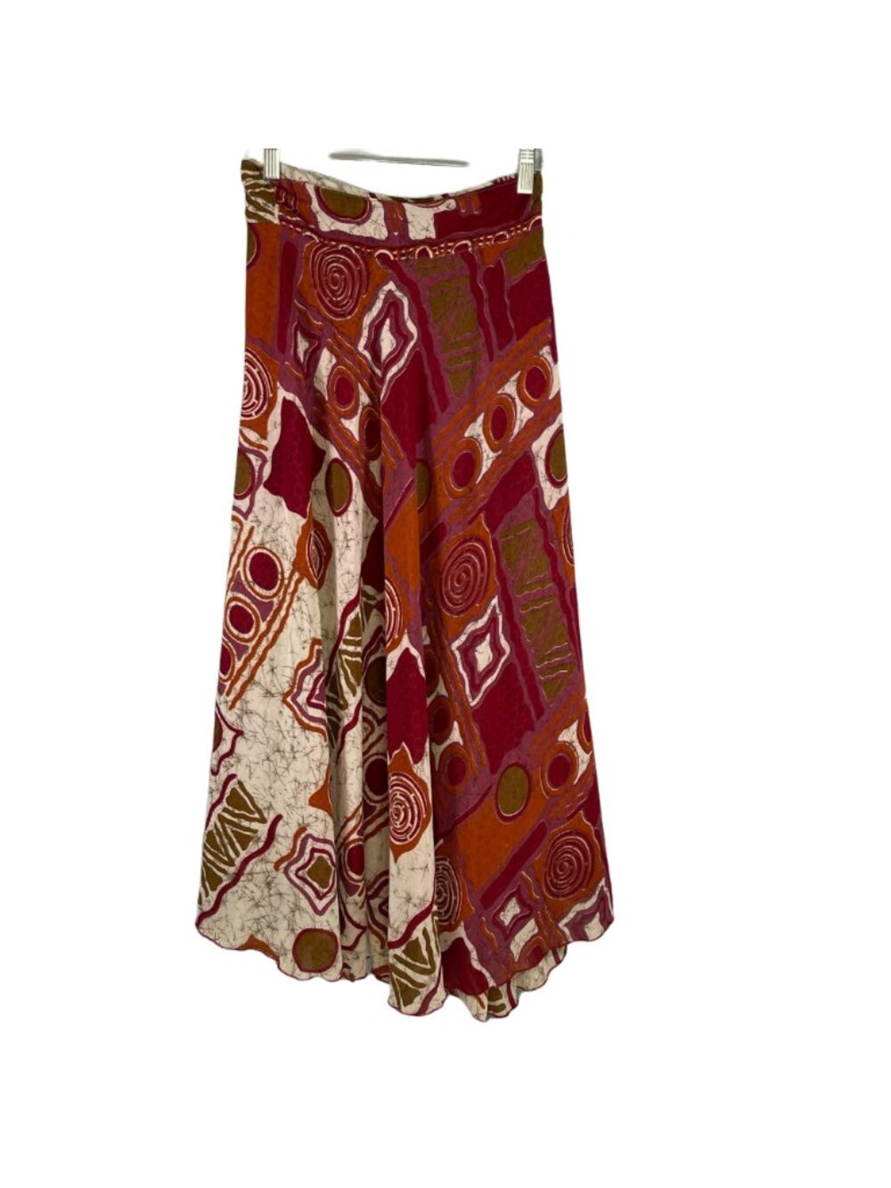 India Boutique Womens Maxi Wrap Skirt Multicolor Abstract Boho Adjustable Tie - Picture 3 of 4